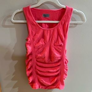 Athleta Ruched Tank Top Coral Pink Fitted Organic Cotton XS